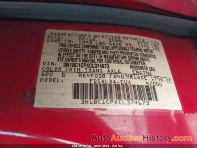 NISSAN VERSA 1.8 S, 3N1BC1CPXCL374673