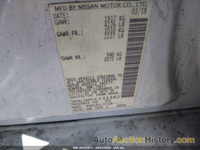 NISSAN ALTIMA 2.5 SL, 1N4AL3AP0JC231382