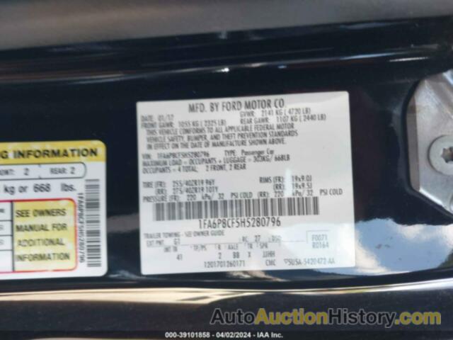 FORD MUSTANG GT PREMIUM, 1FA6P8CF5H5280796