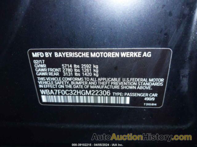 BMW 750I, WBA7F0C32HGM22306