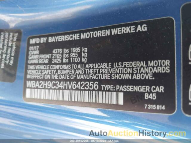 BMW 230I XDRIVE, WBA2H9C34HV642356