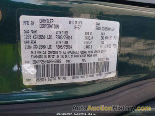 DODGE CARAVAN, 2B4FP2534WR547689