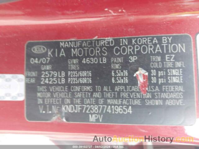 KIA SPORTAGE LX V6, KNDJF723877419654