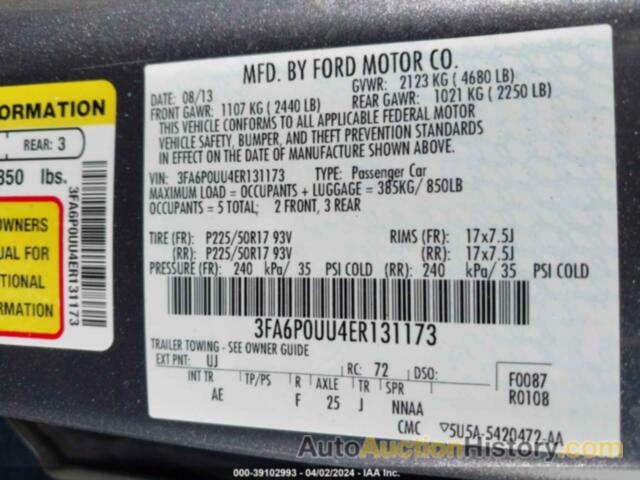 FORD FUSION HYBRID S, 3FA6P0UU4ER131173