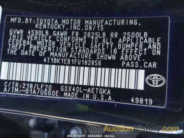 TOYOTA AVALON XLE/PREMIUM/TOURING/LTD, 4T1BK1EB1FU182856