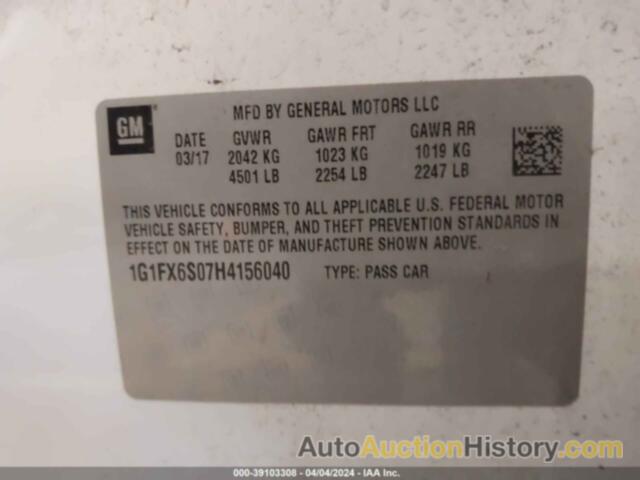 CHEVROLET BOLT EV PREMIER, 1G1FX6S07H4156040