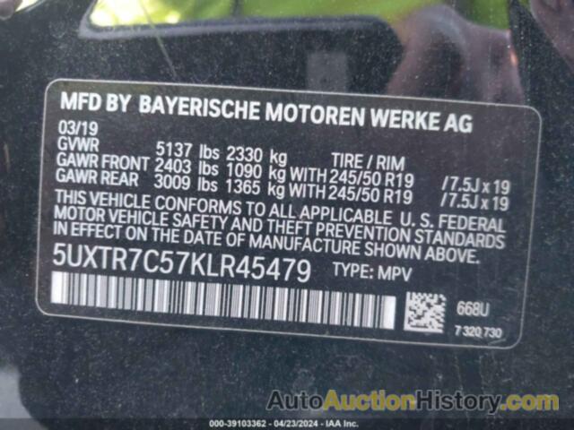 BMW X3 SDRIVE30I, 5UXTR7C57KLR45479