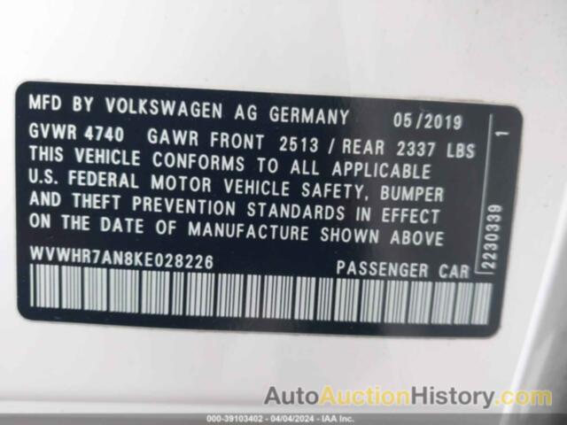 VOLKSWAGEN ARTEON 2.0T SEL R-LINE, WVWHR7AN8KE028226