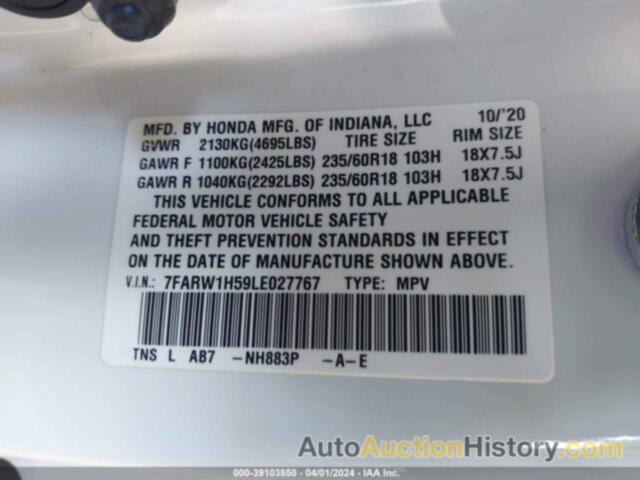 HONDA CR-V 2WD EX, 7FARW1H59LE027767