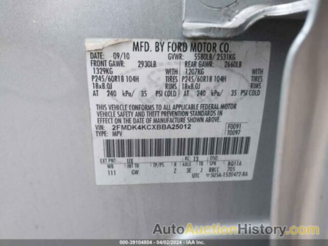 FORD EDGE LIMITED, 2FMDK4KCXBBA25012