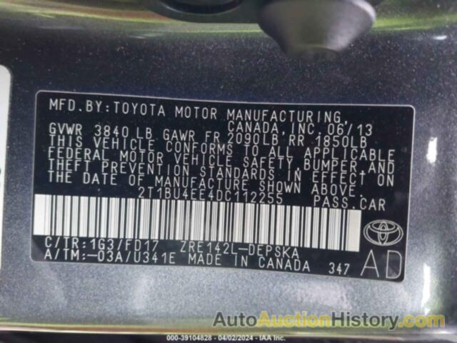 TOYOTA COROLLA S/LE, 2T1BU4EE4DC112255