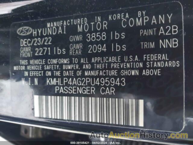 HYUNDAI ELANTRA LIMITED, KMHLP4AG2PU495943