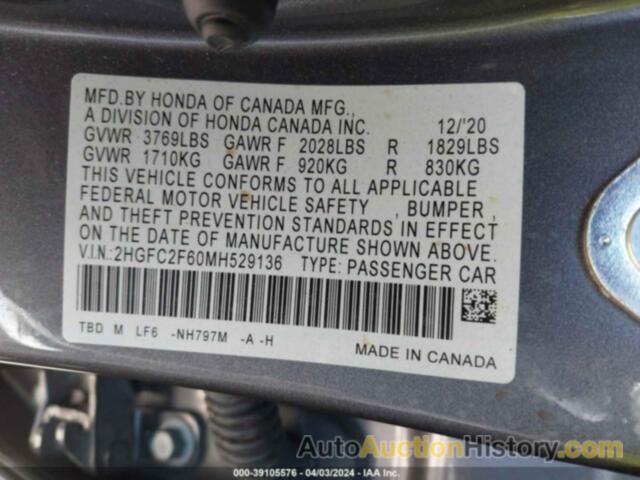 HONDA CIVIC LX, 2HGFC2F60MH529136