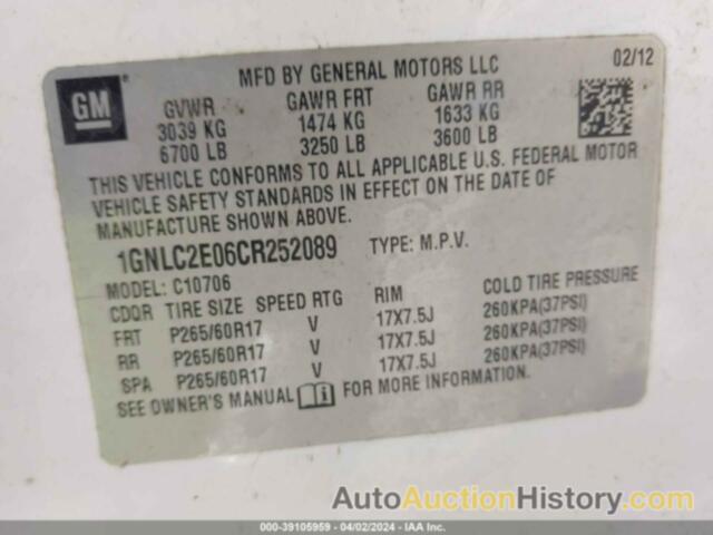 CHEVROLET TAHOE COMMERCIAL FLEET, 1GNLC2E06CR252089