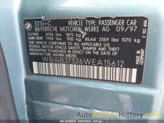 BMW 323IC IC, WBABJ7326WEA15612