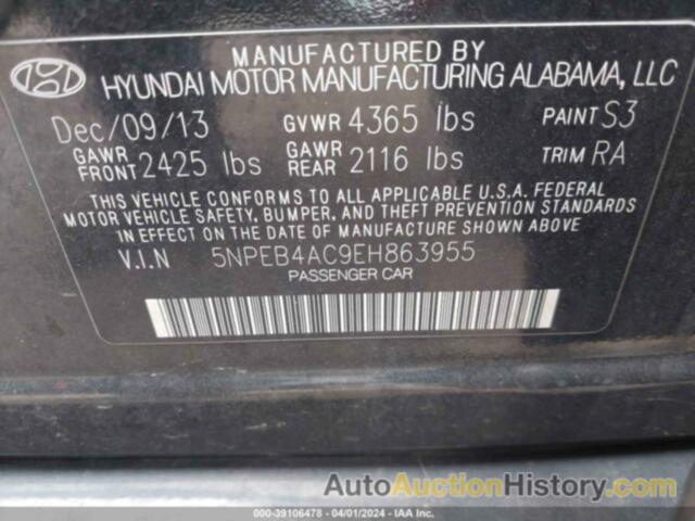 HYUNDAI SONATA GLS, 5NPEB4AC9EH863955