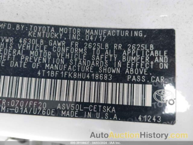 TOYOTA CAMRY SE, 4T1BF1FK8HU418683