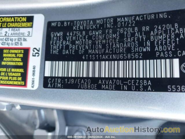 TOYOTA CAMRY SE, 4T1S11AKXNU658562