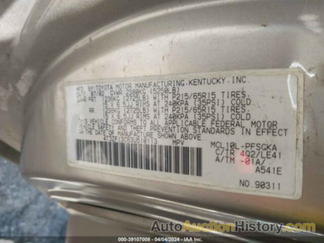 TOYOTA SIENNA LE/XLE, 4T3ZF13C63U510113