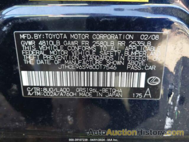 LEXUS GS 350, JTHCE96S980017546