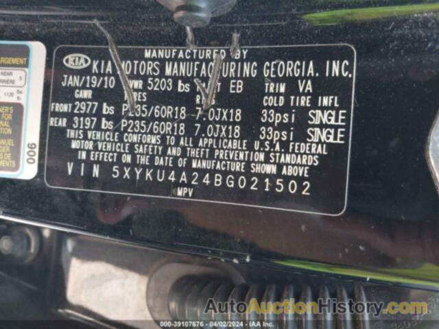 KIA SORENTO EX, 5XYKU4A24BG021502