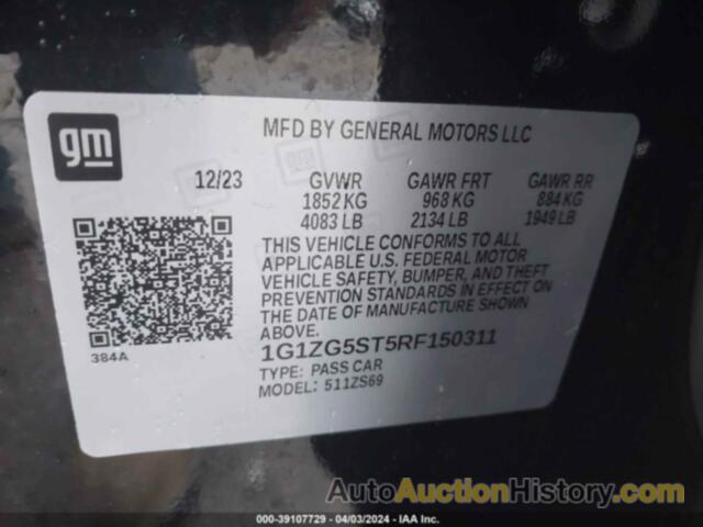 CHEVROLET MALIBU FWD RS, 1G1ZG5ST5RF150311