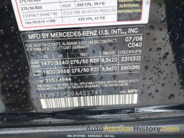 MERCEDES-BENZ GL 450 4MATIC, 4JGBF71E29A452741