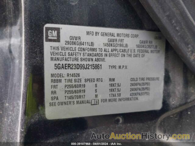 BUICK ENCLAVE CXL, 5GAER23D99J215861