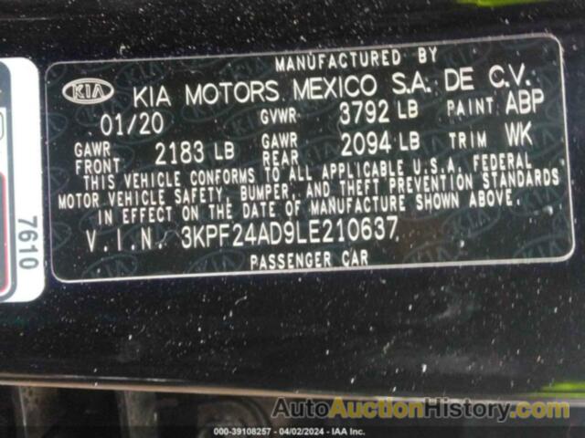 KIA FORTE LXS, 3KPF24AD9LE210637