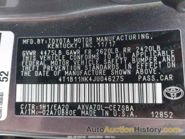 TOYOTA CAMRY SE, 4T1B11HK4JU046275