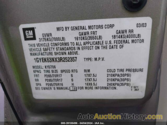 CADILLAC ESCALADE STANDARD, 1GYEK63NX3R252357