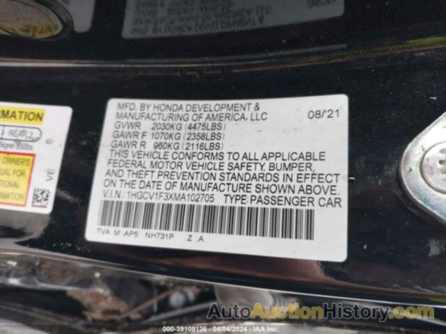 HONDA ACCORD SPORT, 1HGCV1F3XMA102705