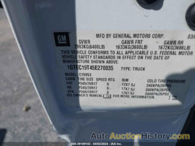 GMC NEW SIERRA C1500, 1GTEC19T45E270035