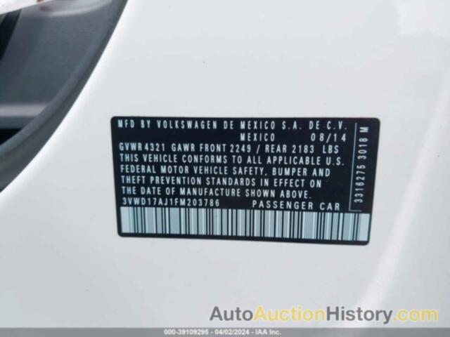 VOLKSWAGEN JETTA 1.8T SPORT, 3VWD17AJ1FM203786