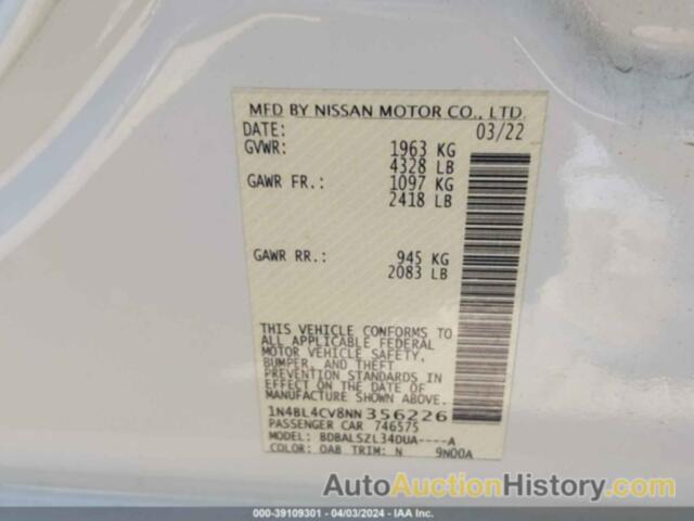 NISSAN ALTIMA SR, 1N4BL4CV8NN356226