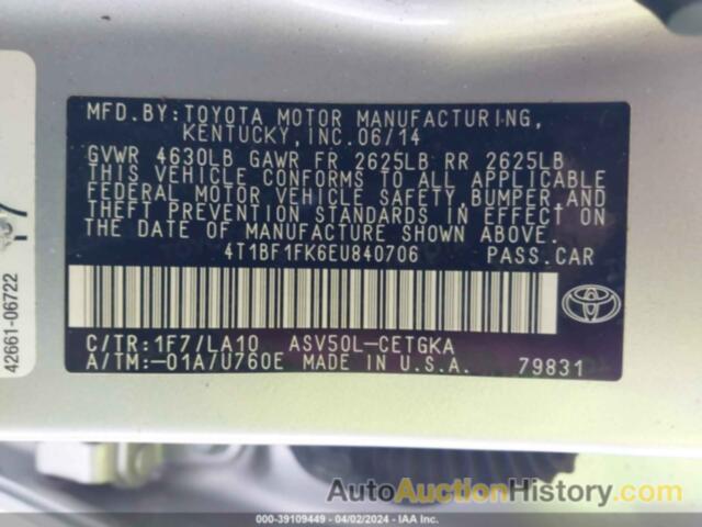 TOYOTA CAMRY L/SE/LE/XLE, 4T1BF1FK6EU840706