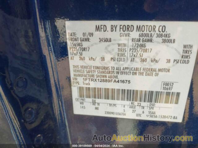 FORD F-150 STX/XL/XLT, 1FTRX12889FA41675