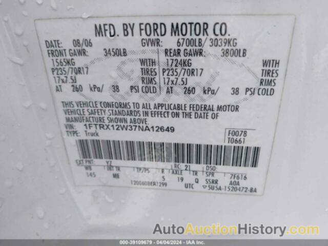 FORD F-150 STX/XL/XLT, 1FTRX12W37NA12649