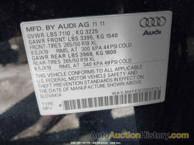 AUDI Q7 3.0 TDI PREMIUM, WA1LMAFE3CD005257