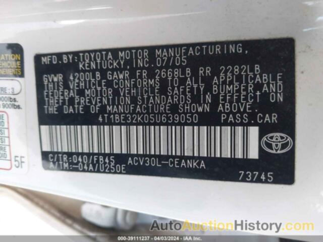 TOYOTA CAMRY LE, 4T1BE32K05U639050