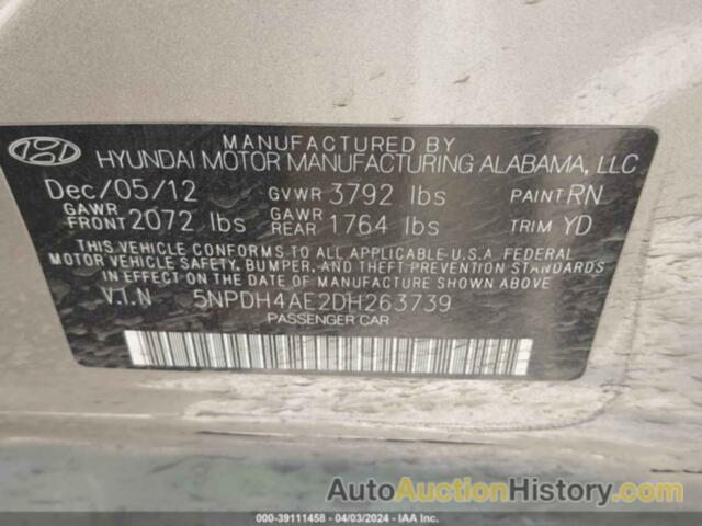 HYUNDAI ELANTRA GLS, 5NPDH4AE2DH263739