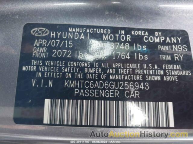 HYUNDAI VELOSTER BASE W/YELLOW ACCENT (A6), KMHTC6AD6GU256943