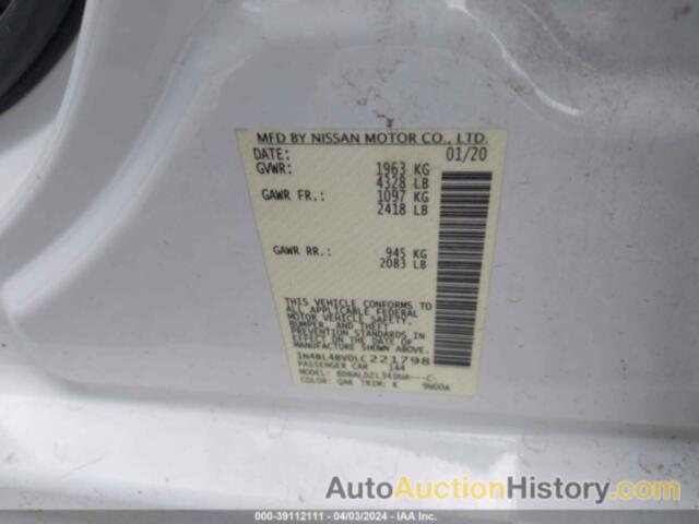 NISSAN ALTIMA S FWD, 1N4BL4BV0LC221798