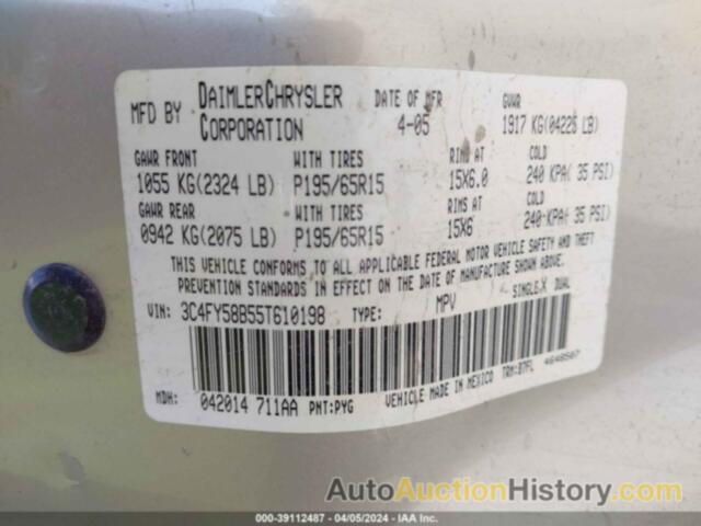 CHRYSLER PT CRUISER TOURING, 3C4FY58B55T610198