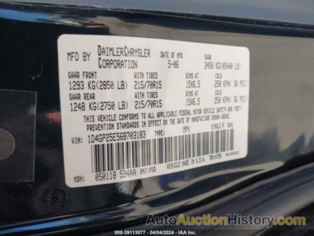 DODGE CARAVAN SE, 1D4GP25E56B703183