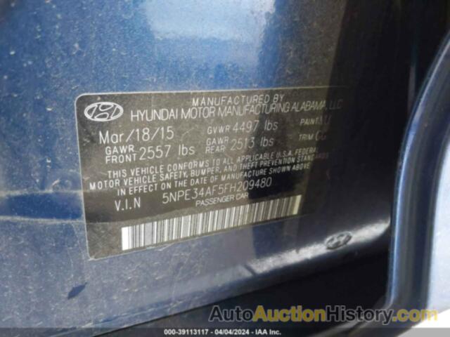 HYUNDAI SONATA SPORT, 5NPE34AF5FH209480