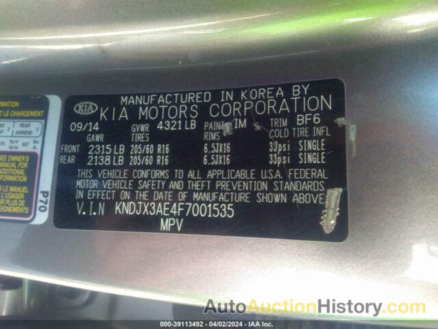 KIA SOUL EV +, KNDJX3AE4F7001535