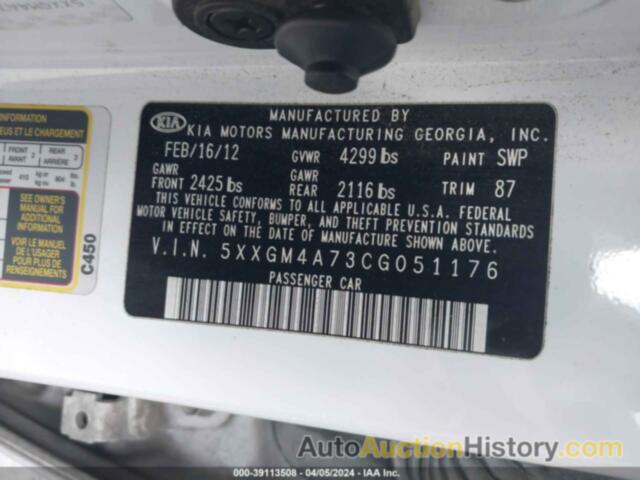 KIA OPTIMA LX, 5XXGM4A73CG051176