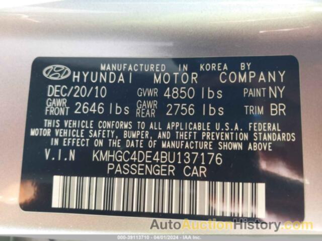 HYUNDAI GENESIS 3.8, KMHGC4DE4BU137176