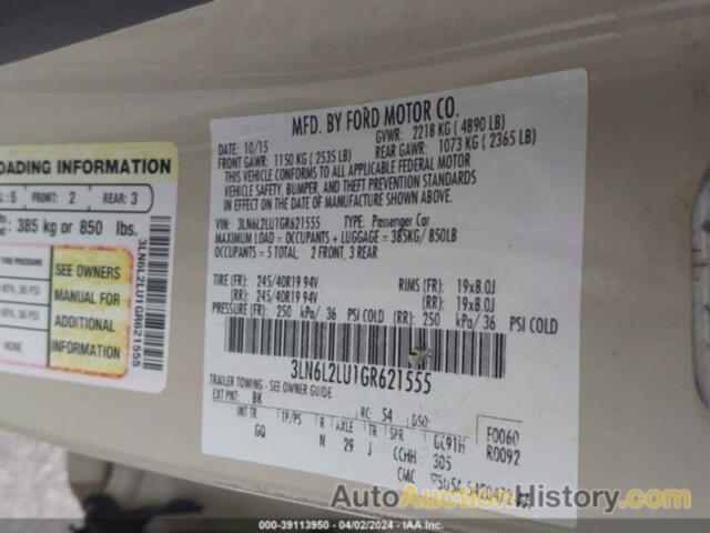 LINCOLN MKZ HYBRID, 3LN6L2LU1GR621555